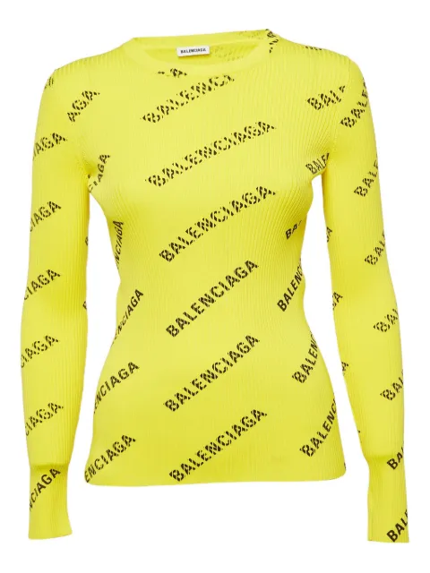 Balenciaga Pre-Owned ribbed logo top Yellow 1032277
