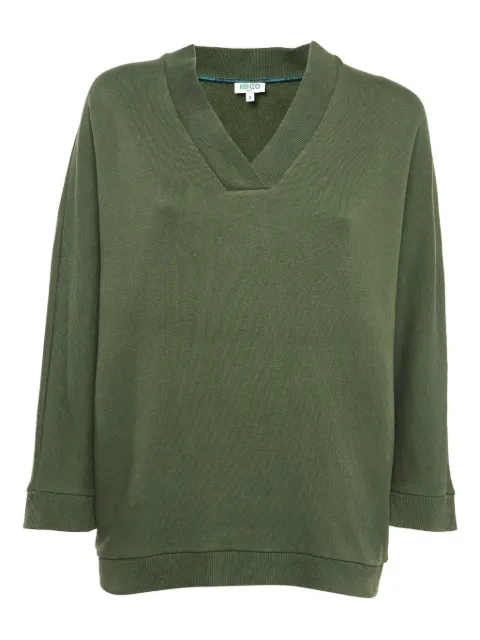 Kenzo Pre-Owned ribbed V-neck sweatshirt Green 1028737