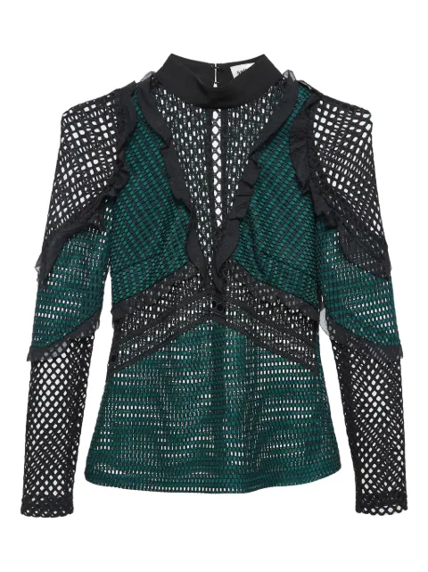 Self-Portrait pre-owned mesh panelled top Green 1032637