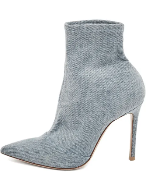 Gianvito Rossi Pre-owned 100mm denim point-toe boots Blue 1089092