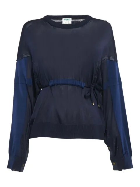 Kenzo Pre-Owned drawstring sheer sweatshirt Blue 1104984