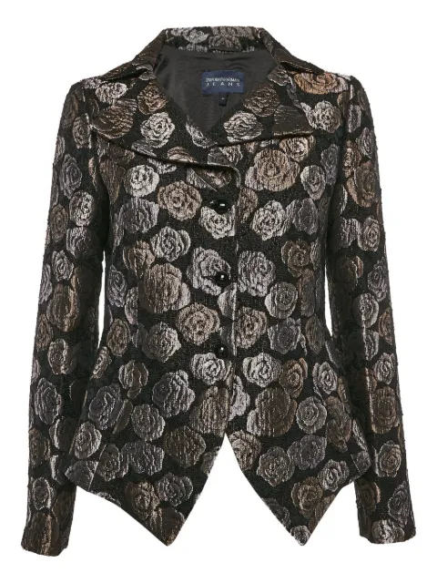 Emporio Armani Pre-Owned floral-jacquard blazer Black 1098031