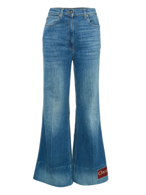 Gucci Pre-Owned logo-patch flared jeans Blue 1061479