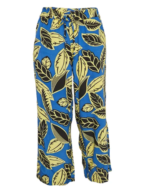 Moschino Pre-Owned 2024 Leaf Print Rayon Trousers Blue 1048173