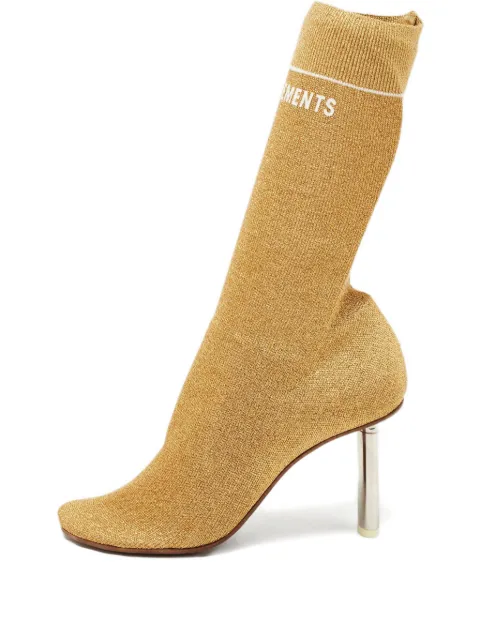 VETEMENTS metallic knit-sock boots Neutrals 972399