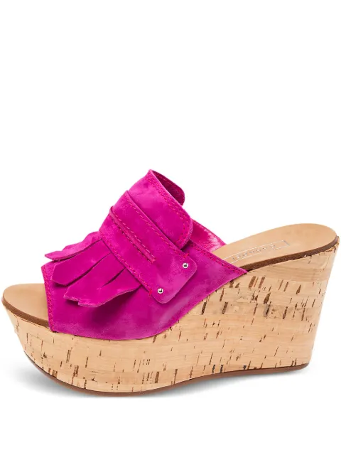 Casadei Vintage fringe-embellished wedge sandals Pink 604321