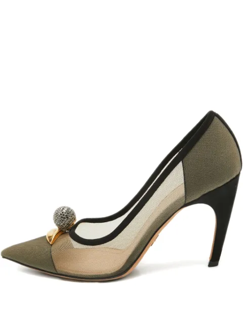 Christian Dior Pre-Owned 110MM mesh suede pumps Neutrals 917755