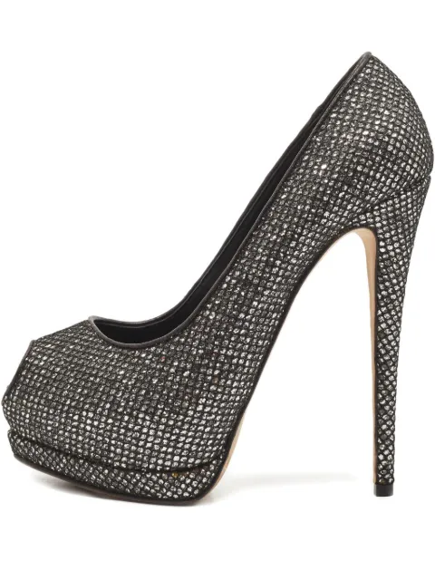 Giuseppe Zanotti Vintage 150MM pre-owned glitter peeptoe pumps Black 843746