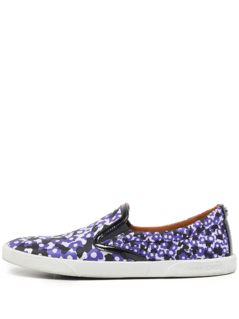 Jimmy Choo Pre-Owned floral-print slip-on sneakers Purple 791070