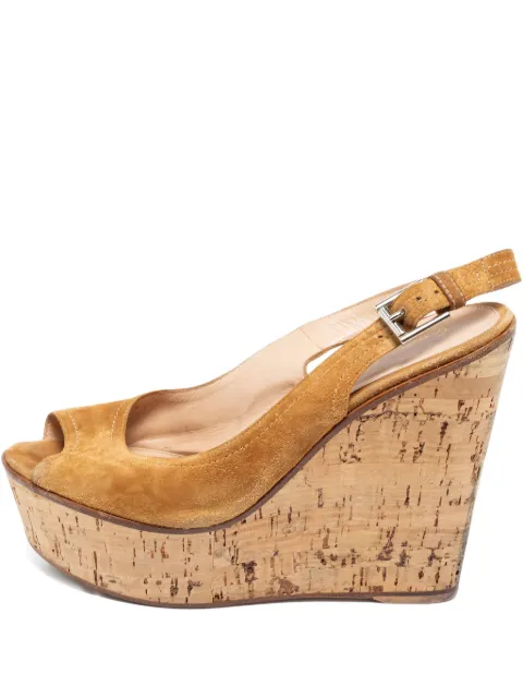 Gianvito Rossi 130mm leather wedge sandals Brown 631426