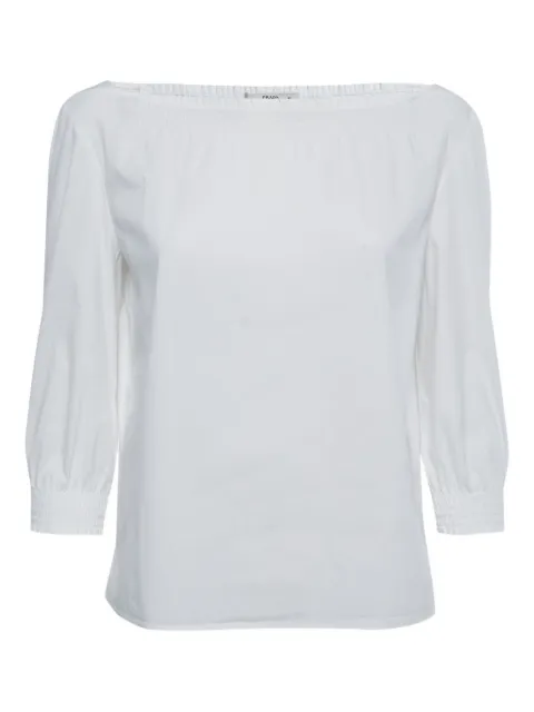 Prada Pre-Owned 2011 smocked-sleeves top White 772354