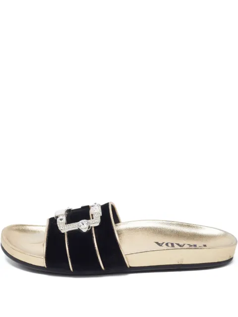 Prada Pre-Owned jewel-buckle slides Black 855044