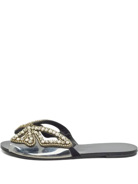 Sophia Webster pre-owned Madame Butterfly beaded flat sandals Black 980698