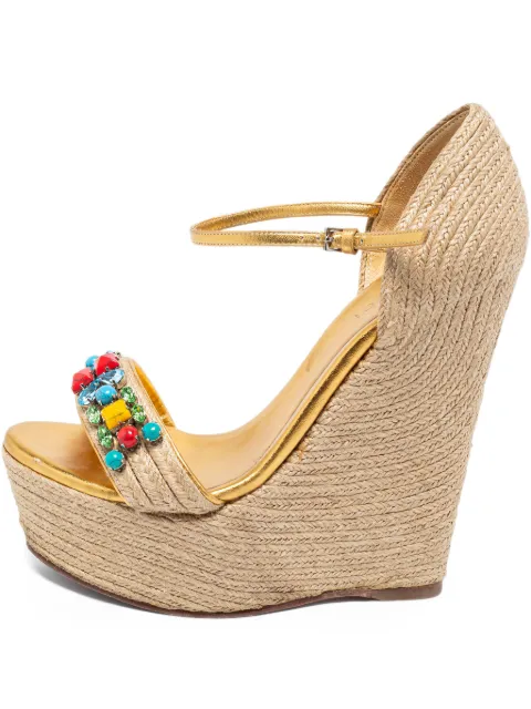 Gucci Pre-Owned 160mm rhinestone-embellished espadrilles Neutrals 631527