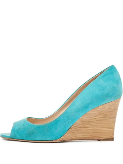 Tod's Vintage 110mm peep-toe wedge pumps Blue 932896