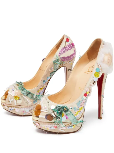 Christian Louboutin Pre-Owned 145mm bead-embellished pumps Neutrals 631051