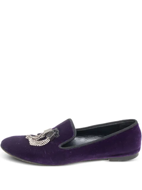 Giuseppe Zanotti Vintage pre-owned velvet embellished loafers Purple 569820
