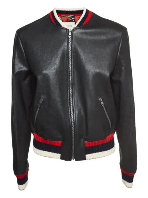 Gucci Pre-Owned leather bomber jacket Black 930892