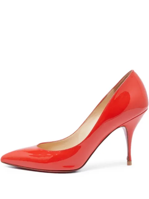 Christian Louboutin Pre-Owned 90mm patent-leather pumps Orange 630967