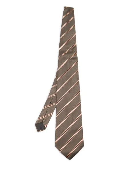 Lanvin Pre-Owned 2024 striped silk tie Brown 604326