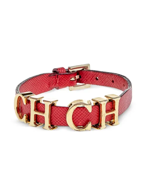 Carolina Herrera Vintage Pre-owned leather logo bracelet Red 562355