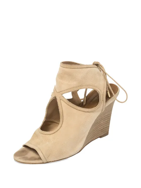Aquazzura pre-owned 90mm cut-out wedge sandals Neutrals 450943