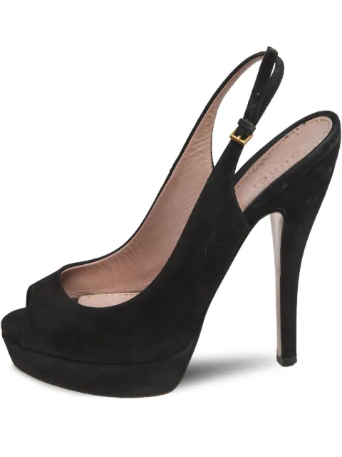 Gucci Pre-Owned 130mm peep-toe slingback pumps Black 505625