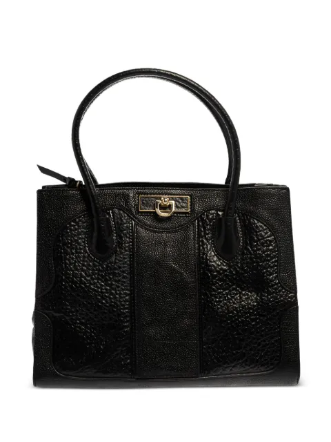 DKNY Vintage Pre-owned textured-leather tote bag Black 367314