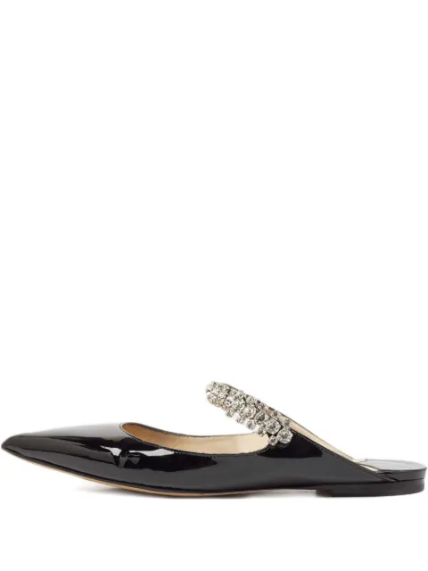 Jimmy Choo Pre-Owned leather crystal-embellishment mules Black 1105047