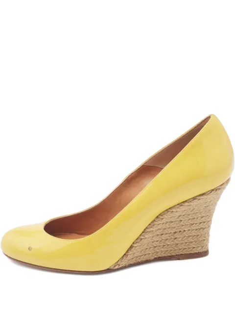 Lanvin Pre-Owned 85mm patent-leather wedge espadrilles Yellow 1092099