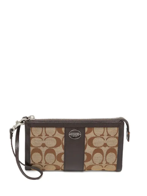 Coach Vintage pre-owned leather-trim clutch bag Neutrals 918524