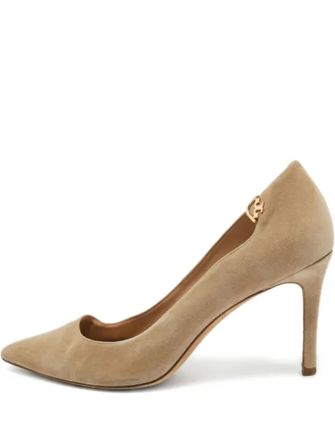 Tory Burch pre-owned 90mm Elizabeth pointed-toe suede pumps Neutrals 998319