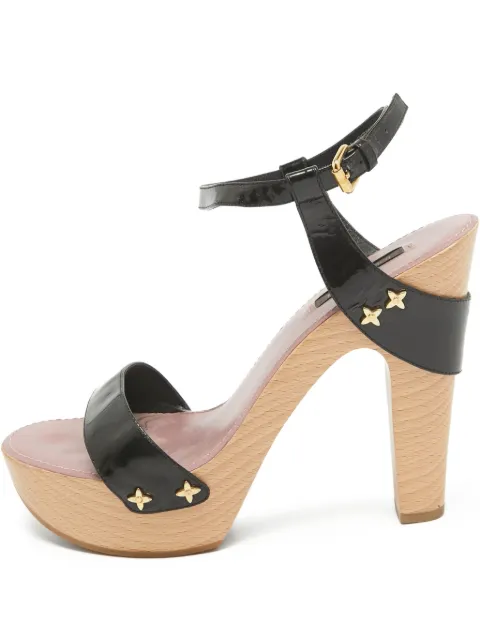 Louis Vuitton Pre-Owned 130mm patent-finish platform sandals Black 968896