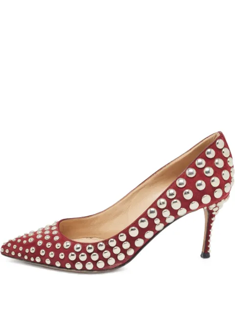 Sergio Rossi Vintage 110mm stud-embellished pointed-toe pumps Red 847201