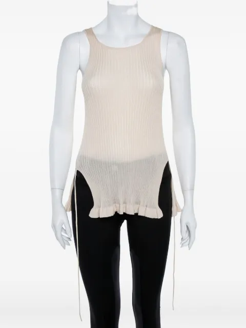 Christian Dior Pre-Owned ribbed side-slit top Neutrals 365099