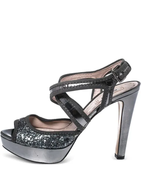 Miu Miu Pre-Owned 120mm glitter-detail platform sandals Metallic 357811