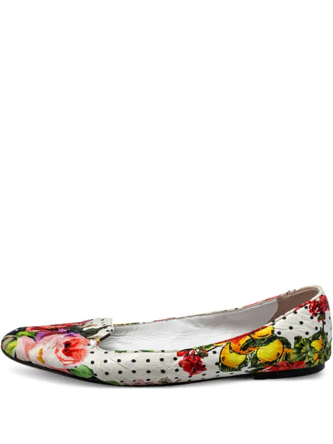 Dolce & Gabbana Pre-Owned floral-print ballet flats White 405504