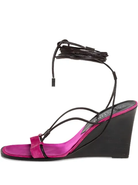 Valentino Garavani Pre-Owned 85mm leather wedge platform pumps Black 405090