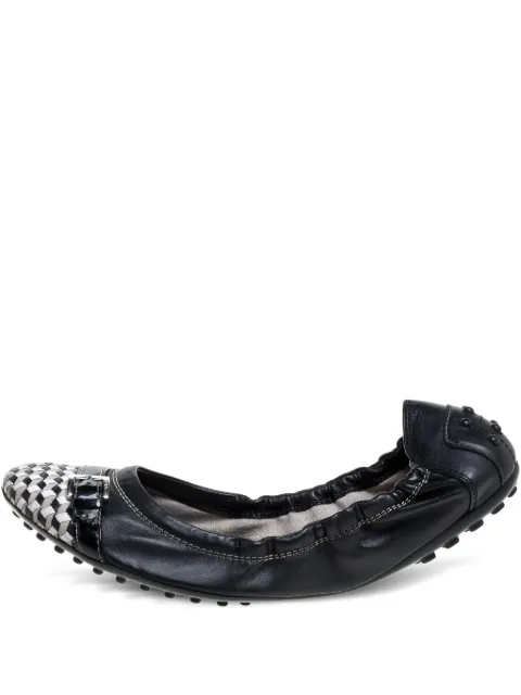 Tod's Vintage pre-owned checked-panel ballet flats Black 336375