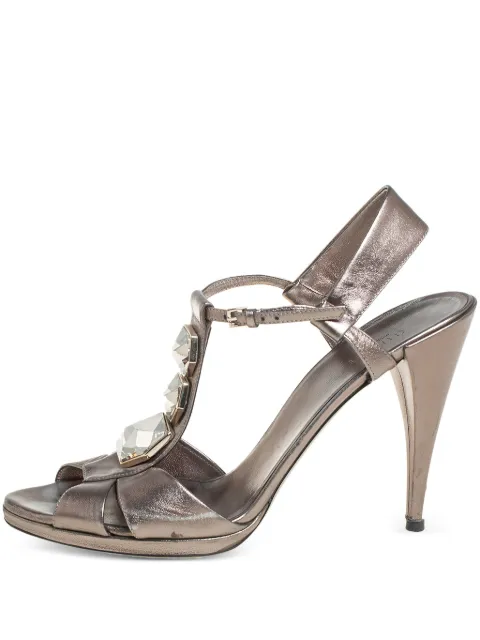 Gucci Pre-Owned 110mm leather heeled sandals Metallic 403133