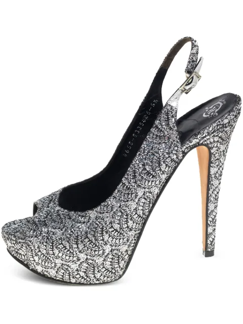 Gina Pre-Owned 130mm leather heeled sandals Silver 442195