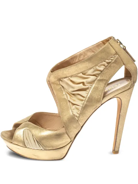 Fendi Pre-Owned 125mm leather sandals Gold 356529
