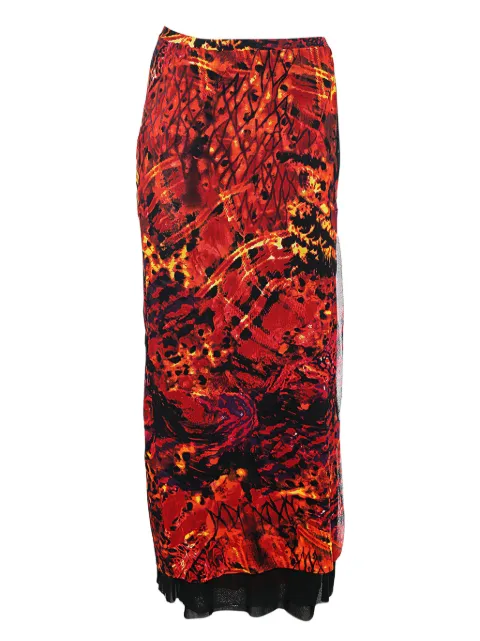 Kenzo Pre-Owned floral-print maxi skirt Orange 565234