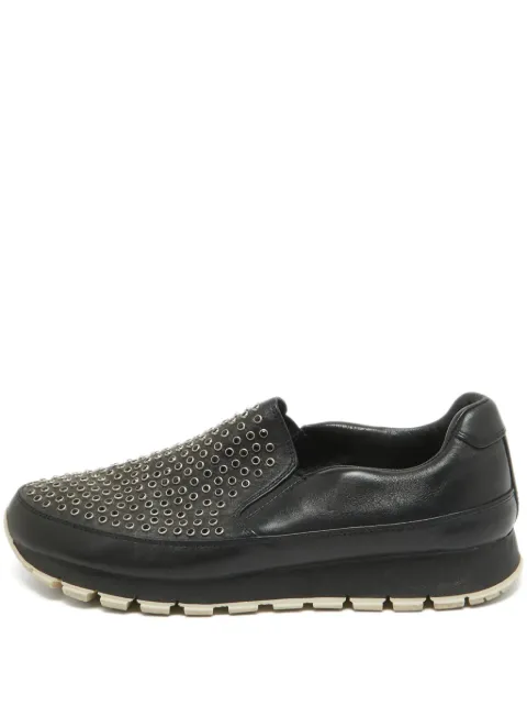 Prada Pre-Owned studded loafers Black 999473