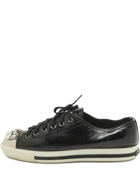 Miu Miu Pre-Owned crystal-embellished sneakers Black 962920