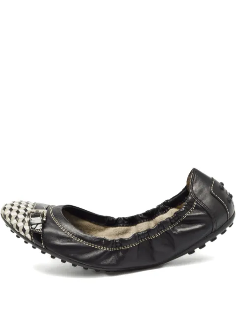 Tod's Vintage checkerboard leather ballet flats Black 963906