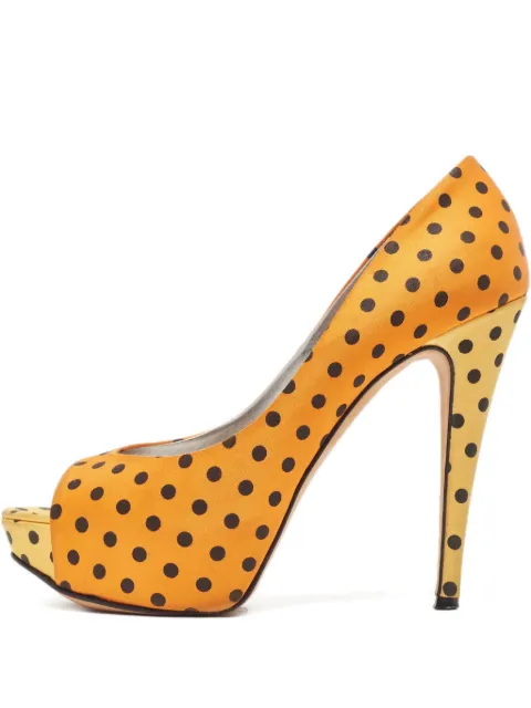 Gina 100mm polka-dot print heeled pumps Orange 950294