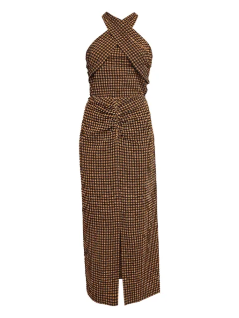 Nanushka checked skirt and top set Brown 999872