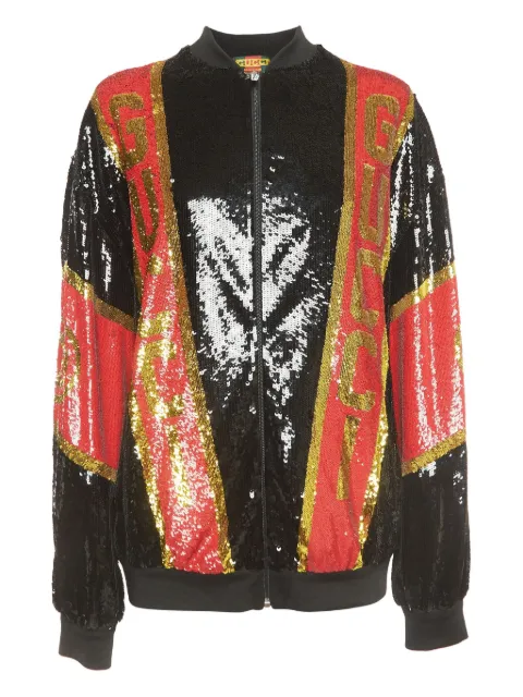 Gucci Pre-Owned sequin-embellished bomber jacket Black 928518