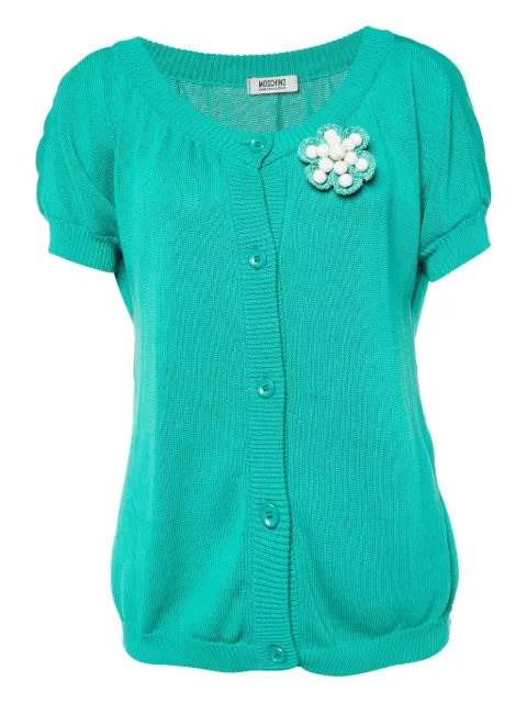Moschino Pre-Owned floral-appliqué cardigan Green 894372